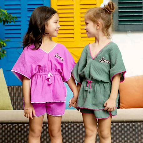 Tunique plage    avec short assorti   love Rose fuchsia 6 - vertbaudet enfant 