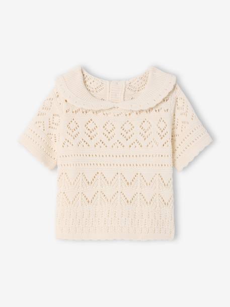 Pull bébé manches en crochet vanille 1 - vertbaudet enfant 