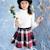 Ensemble hiver   jupe écossaise carreaux tartan bleu  & sous-pull Bleu marine rouge 2 - vertbaudet enfant 