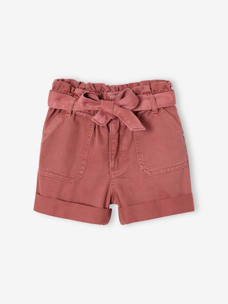 Short fille style paperbag écru+rose+tomette 10 - vertbaudet enfant 