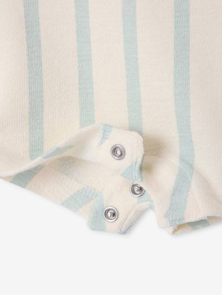 Salopette courte bébé molleton imprimé carreaux beige+rayé bleu 10 - vertbaudet enfant 