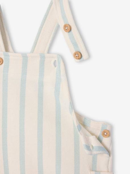Salopette courte bébé molleton imprimé carreaux beige+rayé bleu 9 - vertbaudet enfant 