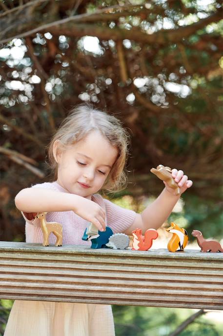 Set animaux en bois forêt Beige 4 - vertbaudet enfant 