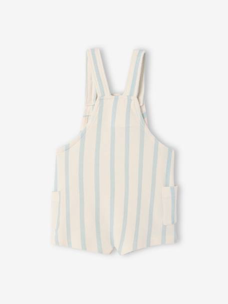 Salopette courte bébé molleton imprimé carreaux beige+rayé bleu 8 - vertbaudet enfant 
