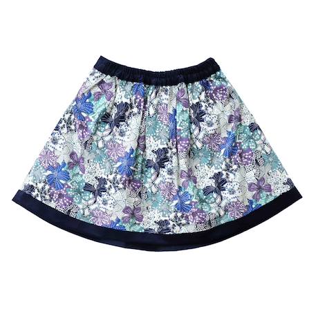 Jupe fleurie    pour   lilou Bleu marine lilas 5 - vertbaudet enfant 