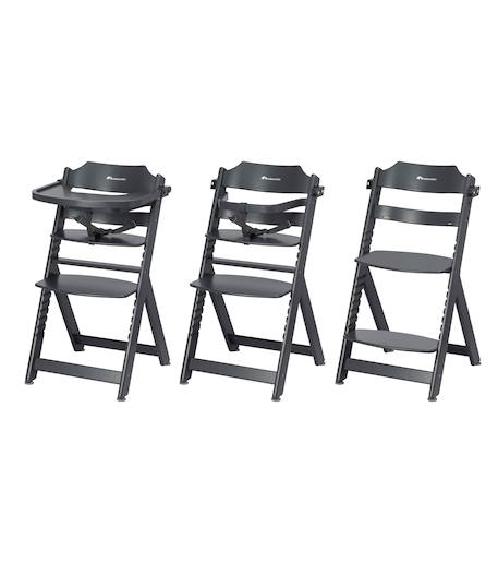 Chaise haute bébé en bois avec tablette timba Graphite+Warm gray+White 2 - vertbaudet enfant 