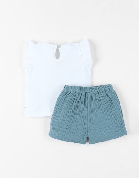 T-shirt avec short coton Vert 3 - vertbaudet enfant 