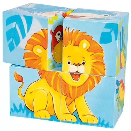 Puzzle de cubes animaux sauvages Jaune 2 - vertbaudet enfant 