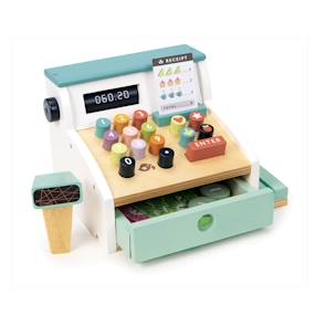 Épicerie En Bois Roba – Supermarché Enfant Avec Caisse Enregistreuse, Microphone, Accessoires – Blanc/gris – 100+ Pièces