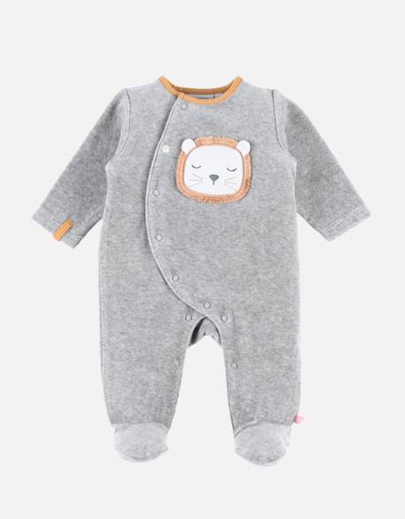 Pyjama 1-pièce babou en velours Gris 1 - vertbaudet enfant 