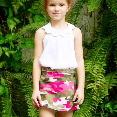 Jupe short  camouflage   - deux-en-un  jade Rose kaki 2 - vertbaudet enfant 