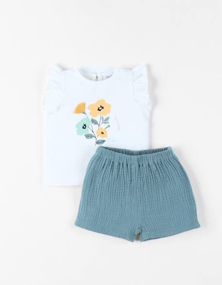T-shirt avec short coton Vert 1 - vertbaudet enfant 