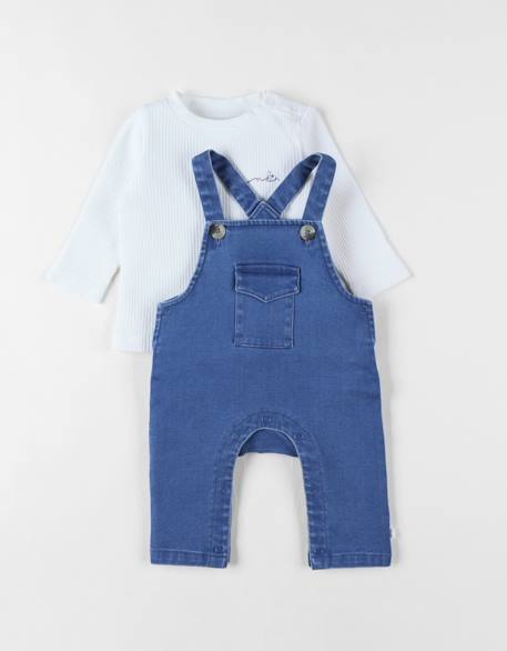 Ensemble salopette + t-shirt denim Bleu 6 - vertbaudet enfant 