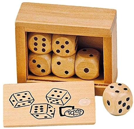 Boîte de 6 dés en bois Beige 2 - vertbaudet enfant 