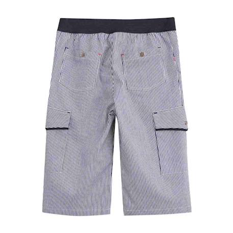 Bermuda rayures     poches cargo  arcachon Bleu marine blanc 4 - vertbaudet enfant 