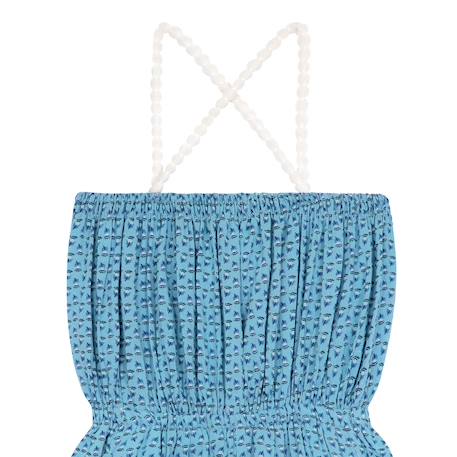 Combishort été  fleuri   effet soie  athena Bleu vert 2 - vertbaudet enfant 