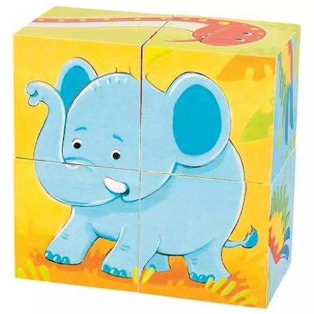 Puzzle de cubes animaux sauvages Jaune 1 - vertbaudet enfant 