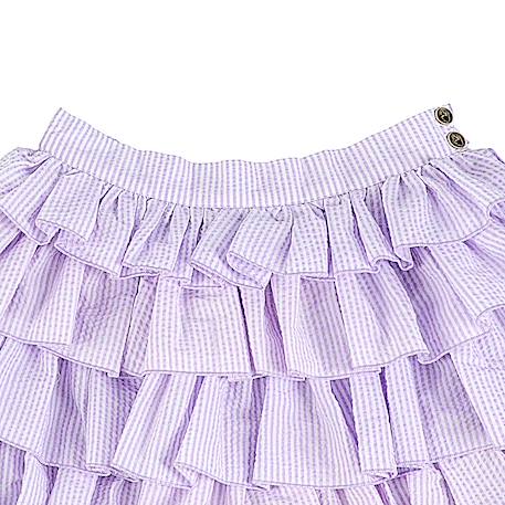 Jupe à volants   coton fines rayures   ruffle Lilas blanc 2 - vertbaudet enfant 