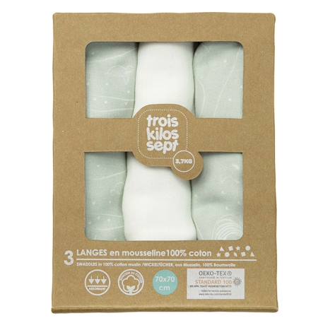 Lot de 3 langes oeko-tex® standard 100 Vert 5 - vertbaudet enfant 