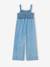 Combinaison à mocks brodée fleurs fille en denim léger bleu clair 2 - vertbaudet enfant 