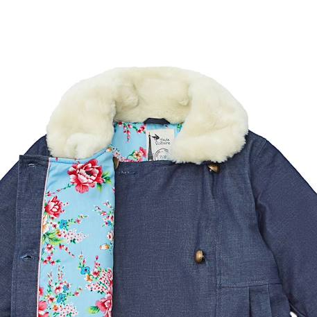 Manteaueau    en jean avec col fausse fourrure  anoushka Bleu marine 4 - vertbaudet enfant 