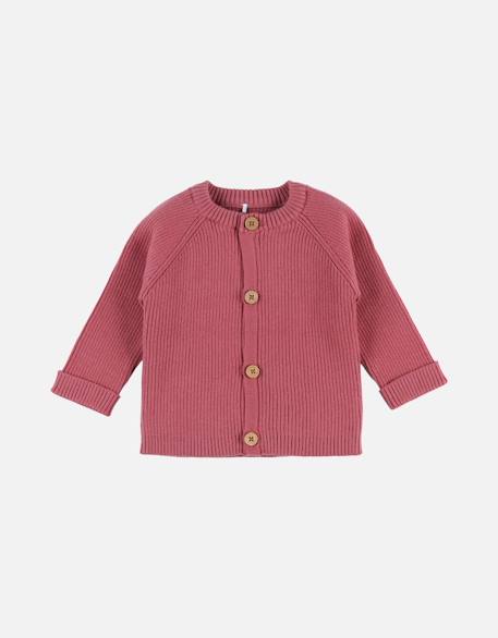 Cardigan en tricot bio fin vieux Rose 1 - vertbaudet enfant 
