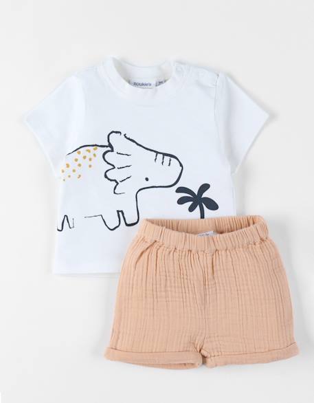 Ensemble t-shirt avec short coton Blanc 1 - vertbaudet enfant 
