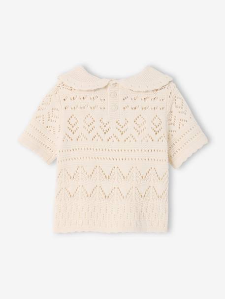 Pull bébé manches en crochet vanille 2 - vertbaudet enfant 