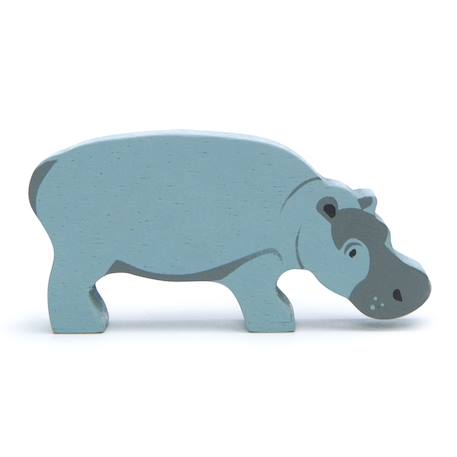 Figurine hippopotame en bois Bleu 1 - vertbaudet enfant 