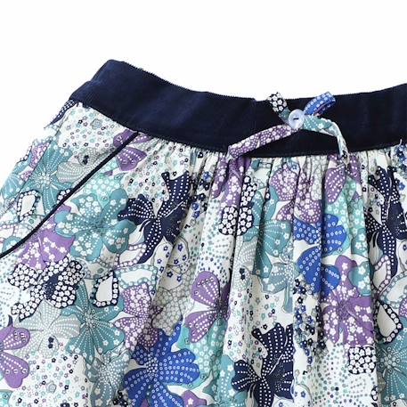 Jupe fleurie    pour   lilou Bleu marine lilas 4 - vertbaudet enfant 