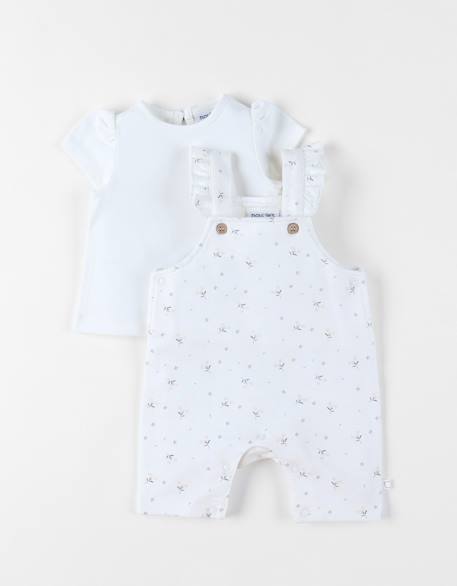 Ensemble salopette avec t-shirt coton Blanc 1 - vertbaudet enfant 