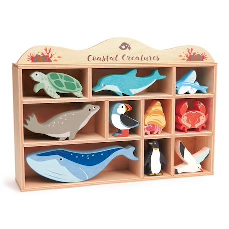 Set animaux marins en bois Beige 1 - vertbaudet enfant 