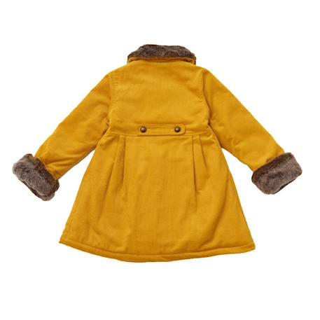 Manteaueau long   velours   col fausse fourrure  anoushka Jaune marron 5 - vertbaudet enfant 