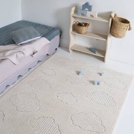 Tapis enfant petits nuages ton sur ton nouby Ecru 1 - vertbaudet enfant 