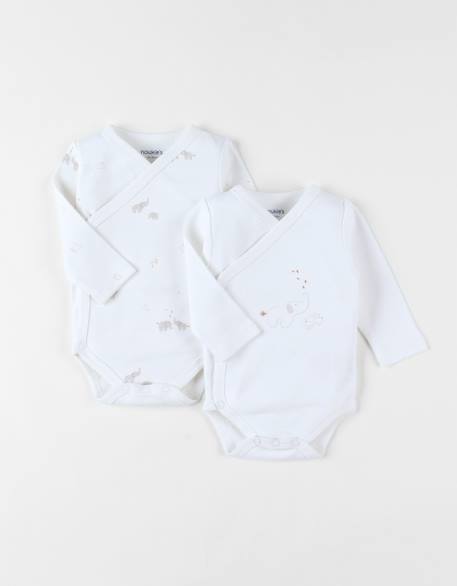 Lot 2 bodys croisés jersey bio Ecru 1 - vertbaudet enfant 