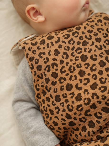 Gigoteuse été réversible en gaze de coton écru/léopard 2 - vertbaudet enfant 