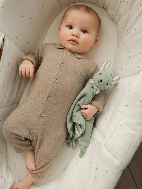 Combinaison naissance en laine et cachemire personnalisable beige chiné 1 - vertbaudet enfant 