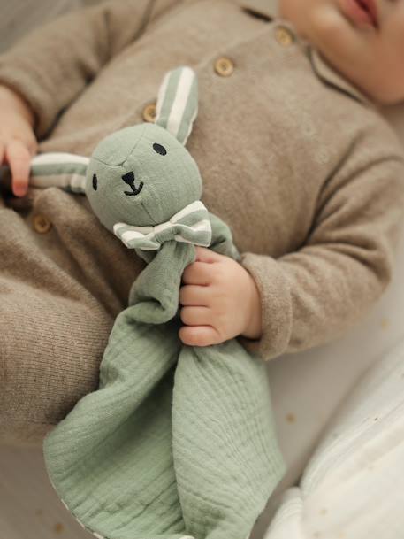 Doudou personnalisable en gaze de coton bio vert sauge 8 - vertbaudet enfant 