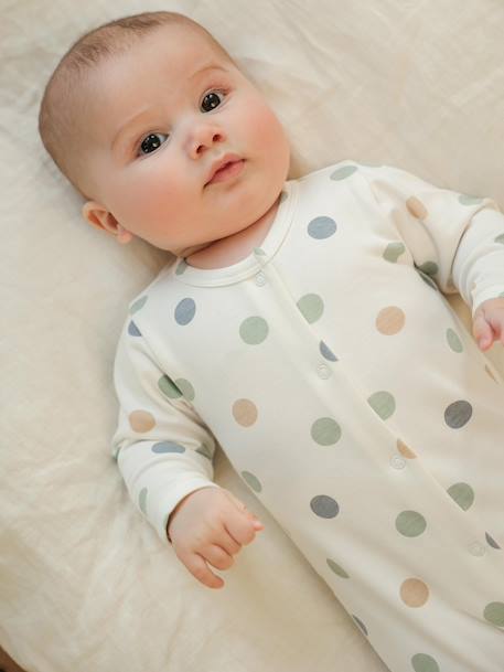 Pyjama bébé à pois écru 1 - vertbaudet enfant 