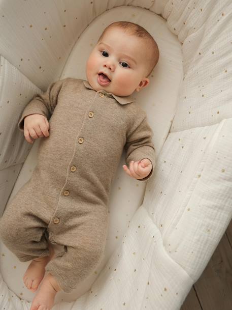 Combinaison naissance en laine et cachemire personnalisable beige chiné 2 - vertbaudet enfant 