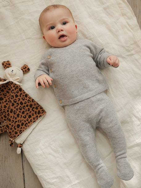 Ensemble naissance pull pantalon laine et cachemire personnalisable gris chiné 1 - vertbaudet enfant 