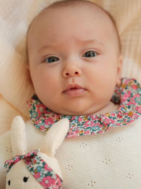 Ensemble naissance 2 pièces en tricot détail tissu Liberty écru 3 - vertbaudet enfant 