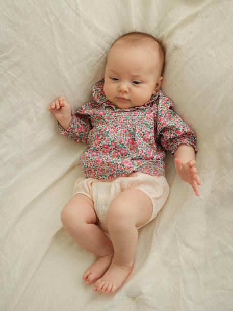 Ensemble naissance 2 pièces blouse tissu Liberty et bloomer écru 2 - vertbaudet enfant 