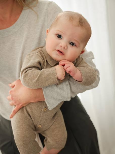 Combinaison naissance en laine et cachemire personnalisable beige chiné 3 - vertbaudet enfant 