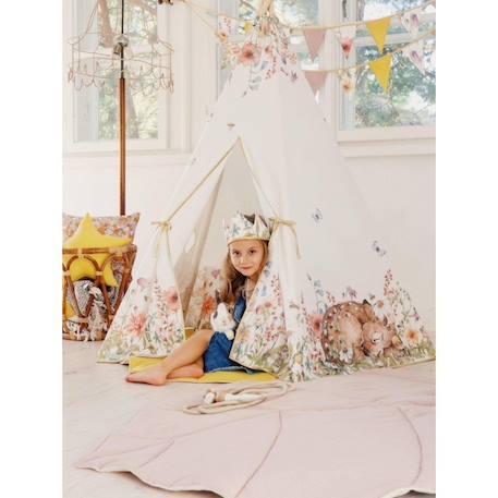 Tente tipi avec tapis wildflowers en coton Beige 2 - vertbaudet enfant 