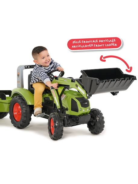 Tractopelle à pédales avec remorque Bleu New Holland+Jaune Vintage+Rouge+Rouge Massey Ferguson+Rouge nacré+Vert Claas+Vert vintage 31 - vertbaudet enfant 