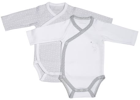 Bodies bébé à manches longues lot de 2 Beige+Blanc+Blanc cassé+Blanc et bleu+Blanc et noir+Blanc/bleu+Blanc/gris+Blanc/noir+Rose+Rose/blanc 25 - vertbaudet enfant 