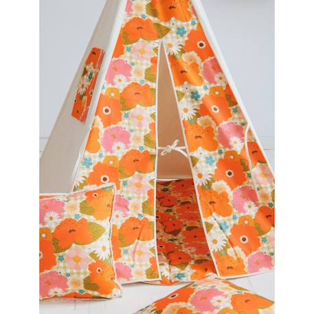 Tente tipi avec tapis picnic aux fleurs en coton Beige 2 - vertbaudet enfant 
