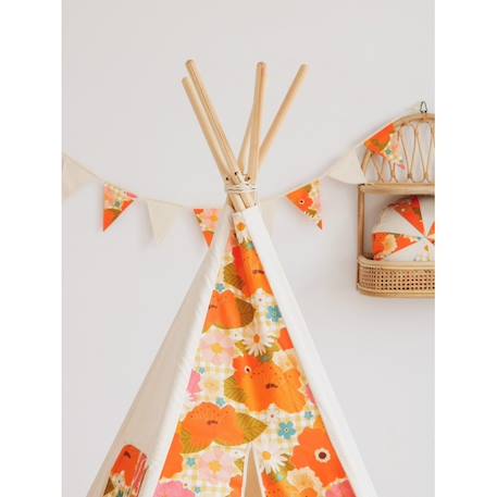 Tente tipi pique nique avec les fleurs en coton Beige 5 - vertbaudet enfant 