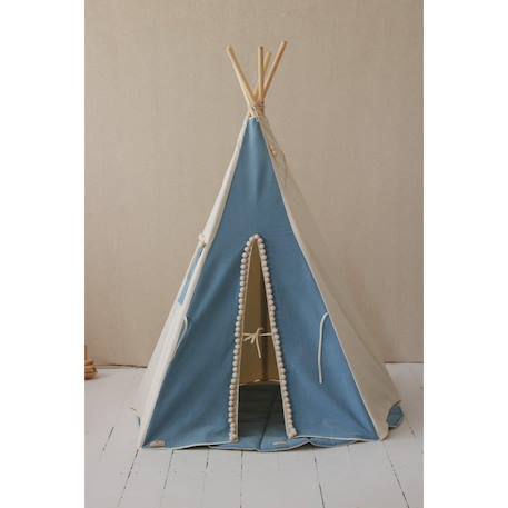 Tente tipi jean avec pompoms en coton Bleu 6 - vertbaudet enfant 